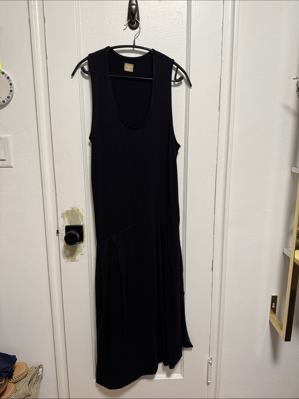 Free People Black Sleeveless Scoop-Neck Maxi Dress - Flowing Panel Detail